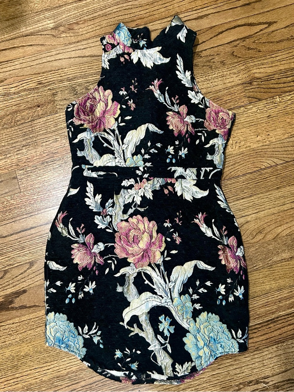Missguided Floral High-Neck Bodycon Dress in Black, Pink, Cream, Blue
